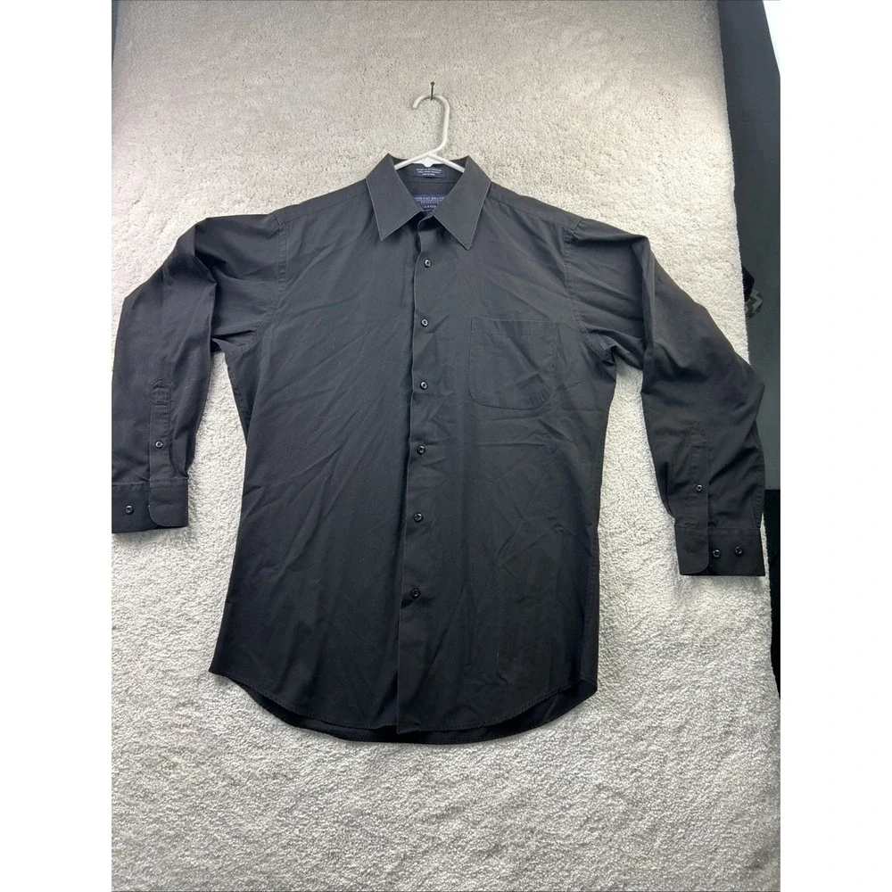 Giorgio Brutini Black Fitted Long Sleeve Button Shirt Men's M Medium 15-15.5‎
